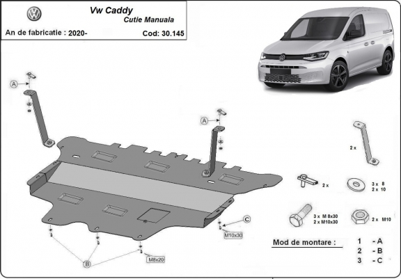 Cache sous moteur et de la boîte de vitesse VW Caddy