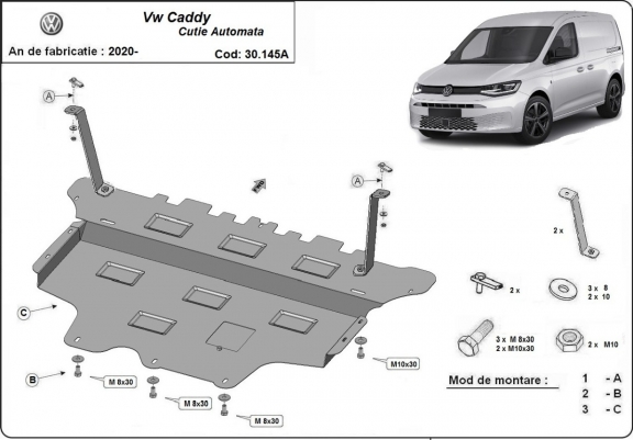 Cache sous moteur et de la boîte de vitesse VW Caddy - Boîte de vitesse automatique