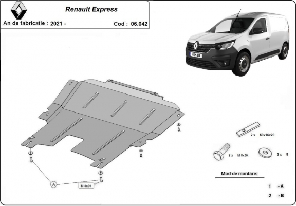 Cache sous moteur et de la boîte de vitesse Renault Express
