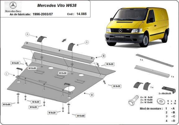 Cache sous moteur et de la boîte de vitesse Mercedes Vito