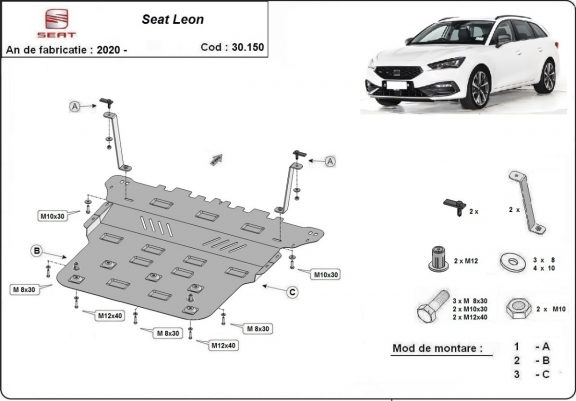 Cache sous moteur et de la boîte de vitesse Seat Leon Mk4