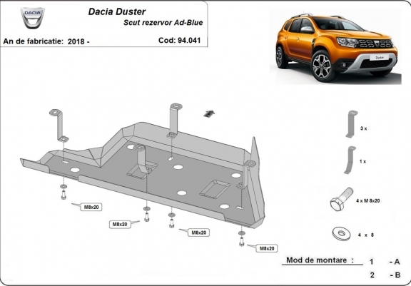 Cache de protection réservoir AdBlue Dacia Duster