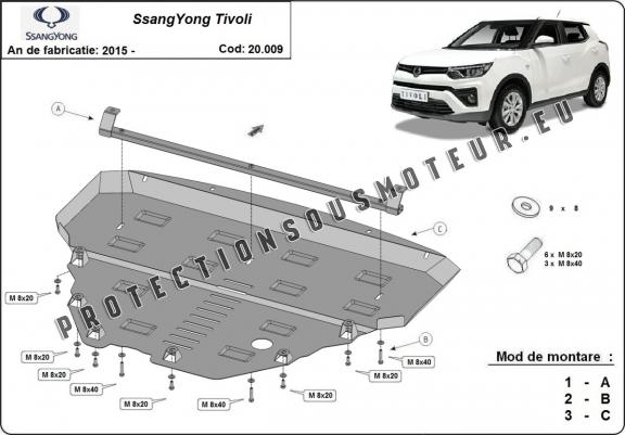 Cache sous moteur et de la radiateur SsangYong Tivoli