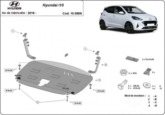 Cache sous moteur et de la boîte de vitesse Hyundai i10