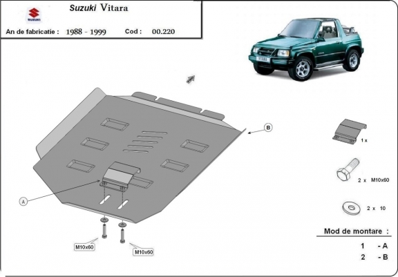 Cache de protection de la boîte de vitesse Suzuki Vitara