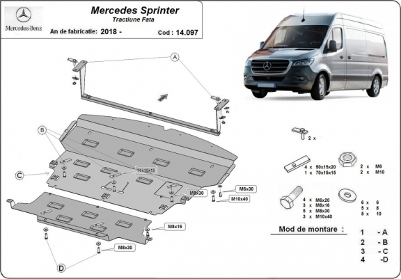 Cache sous moteur et de la boîte de vitesse  Mercedes Sprinter -Traction 