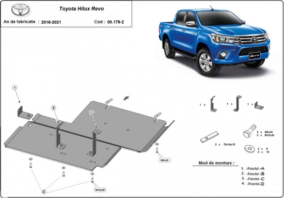 Cache de protection du différentiel  Toyota Hilux Revo - Aluminium