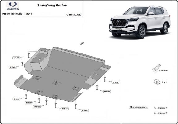 Cache sous moteur et de la radiateur SsangYong Rexton