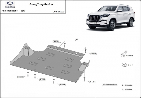 Cache de protection de la boîte de vitesse SsangYong Rexton