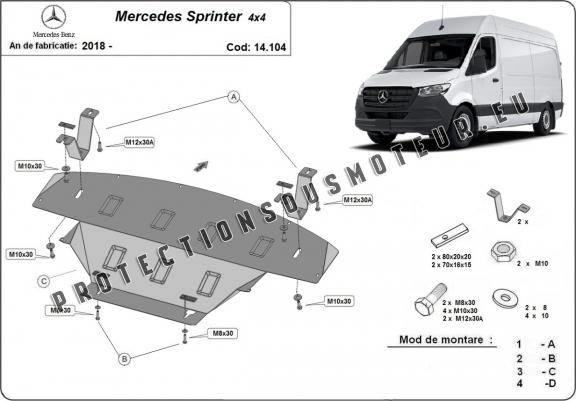 Cache sous moteur et de la boîte de vitesse Mercedes Sprinter 907 4x4