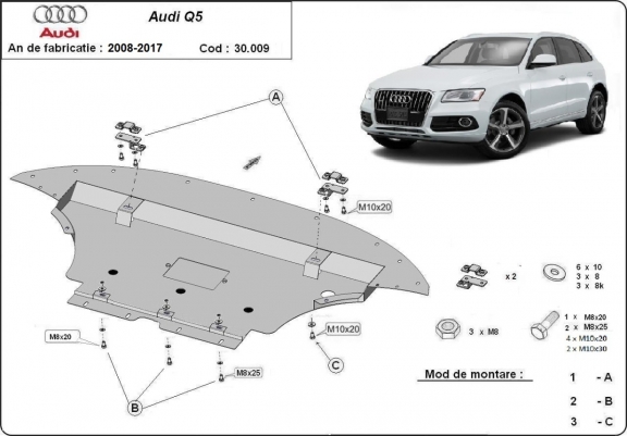 Cache sous moteur et de la radiateur Audi Q5