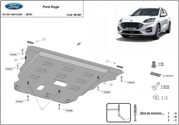 Cache sous moteur et de la boîte de vitesse Ford Kuga