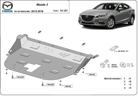 Cache sous moteur et de la boîte de vitesse Mazda 3