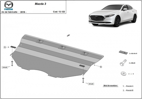 Cache sous moteur et de la boîte de vitesse Mazda 3