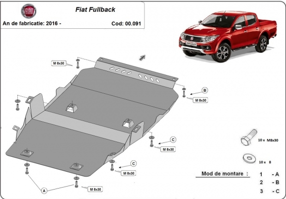 Cache sous moteur et de la boîte de vitesse Fiat Fullback