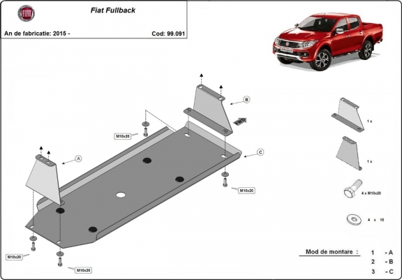 Cache de protection de réservoir Fiat Fullback