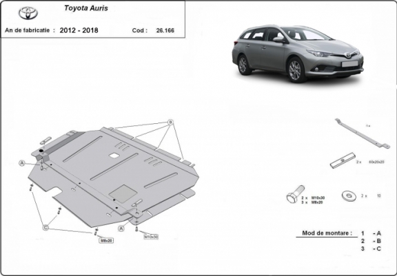 Cache sous moteur et de la boîte de vitesse Toyota Auris