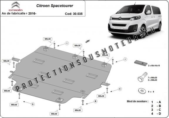 Cache sous moteur et de la boîte de vitesse Citroen Spacetourer