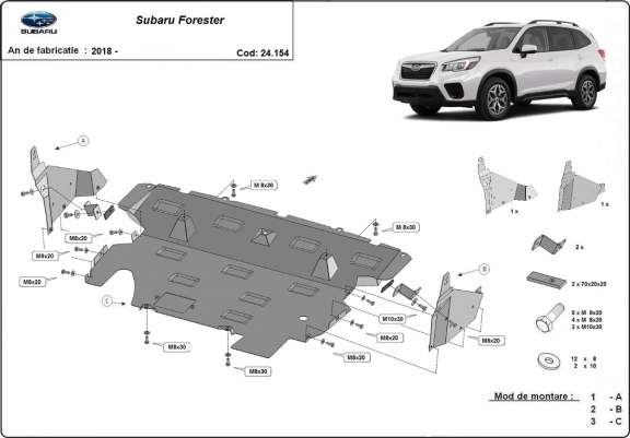 Cache sous moteur et de la radiateur Subaru Forester 5