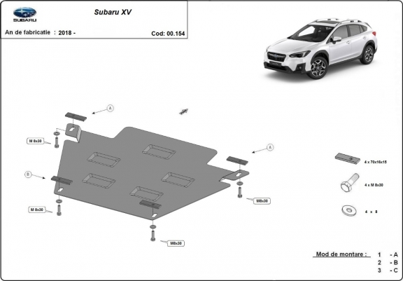 Cache de protection de la boîte de vitesse Subaru XV