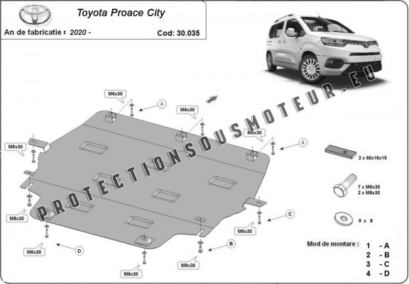 Cache sous moteur et de la boîte de vitesse Toyota Proace City