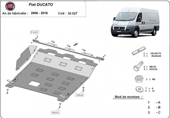 Cache sous moteur et de la boîte de vitesse Fiat Ducato