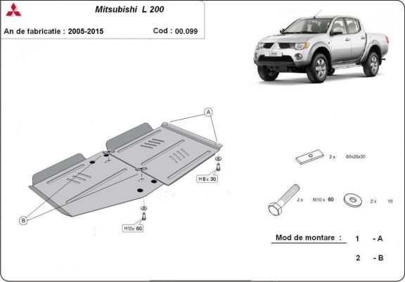 Cache de protection de la boîte de vitesse Mitsubishi L 200