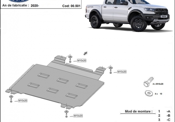 Cache de protection de la boîte de vitesse Ford Ranger Raptor
