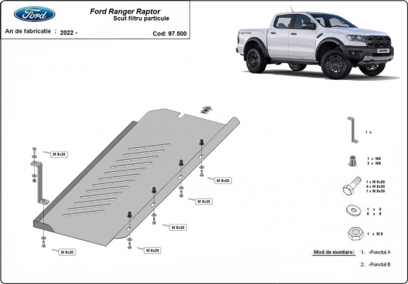 Cache de protection DPF Ford Ranger Raptor