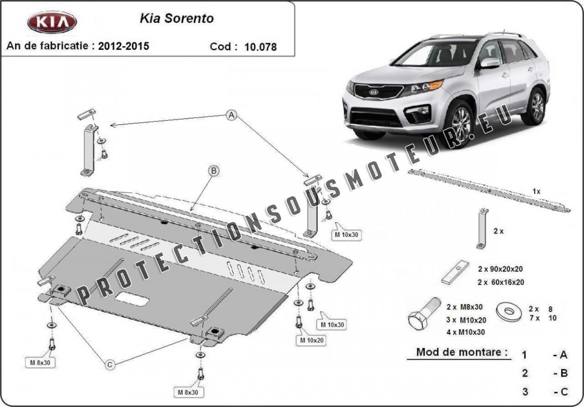 Protection sous moteur et de la boîte de vitesse Kia Sorento