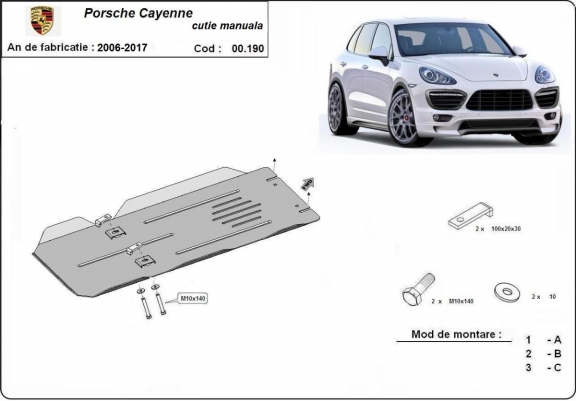 Cache de protection de la boîte de vitesse manuelle Porsche Cayenne