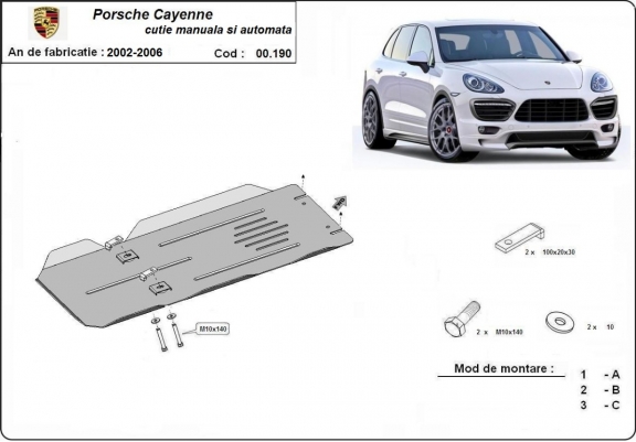 Cache de protection de la boîte de vitesse manuelle et automatique Porsche Cayenne