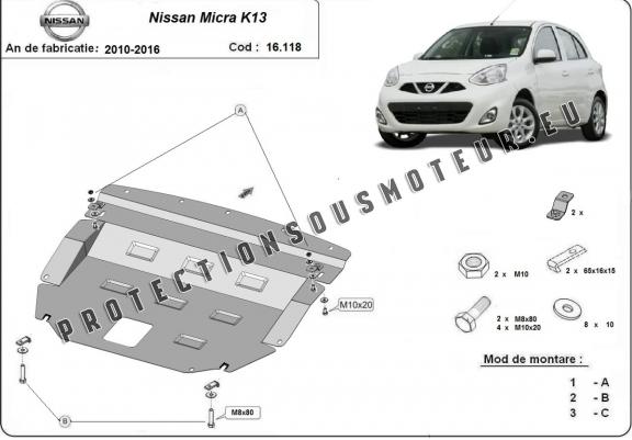 Cache sous moteur et de la boîte de vitesse Nissan Micra