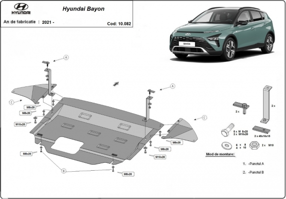 Cache sous moteur et de la boîte de vitesse Hyundai Bayon