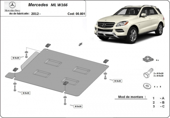 Cache de protection de la boîte de vitesse Mercedes ML W166
