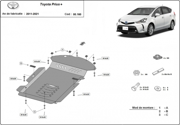 Protection convertisseur catalytique/cat lock Toyota Prius 3+