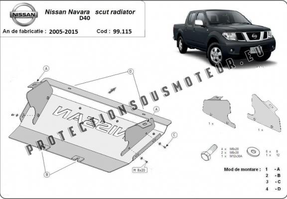 Cache de protection de radiateur Nissan Navara D40