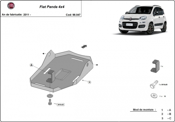 Cache de protection du différentiel Fiat Panda 4x4