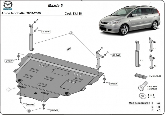 Cache sous moteur et de la boîte de vitesse Mazda 5