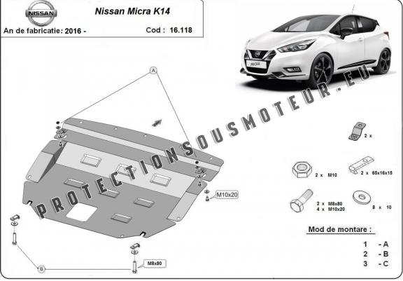 Cache sous moteur et de la boîte de vitesse Nissan Micra
