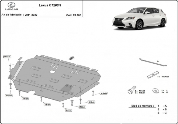 Cache sous moteur et de la boîte de vitesse Lexus CT200H