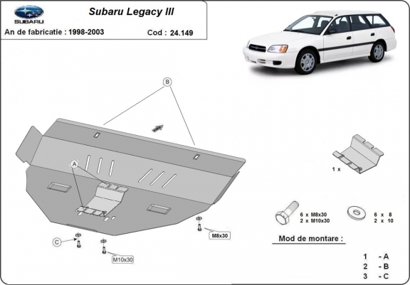 Cache sous moteur et de la boîte de vitesse Subaru Legacy III