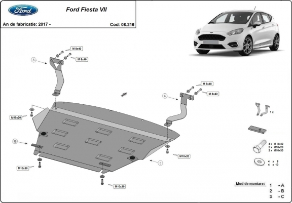 Cache sous moteur et de la boîte de vitesse Ford Fiesta VII