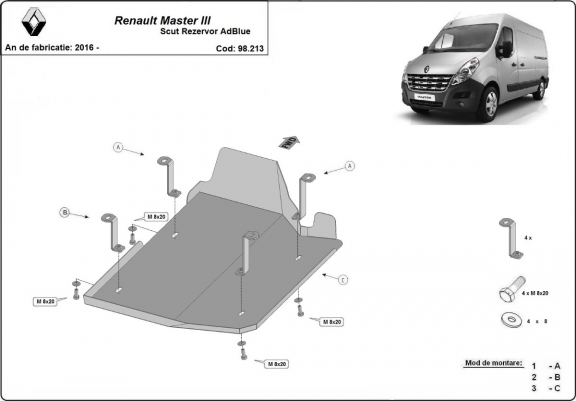 Cache de protection réservoir AdBlue  Renault Master 3  - Model 1