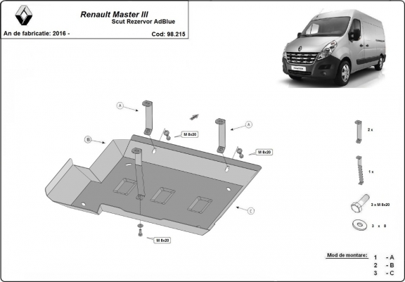 Cache de protection réservoir AdBlue Renault Master 3  - Model 3