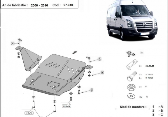 Cache sous moteur et de la boîte de vitesse Volkswagen Crafter
