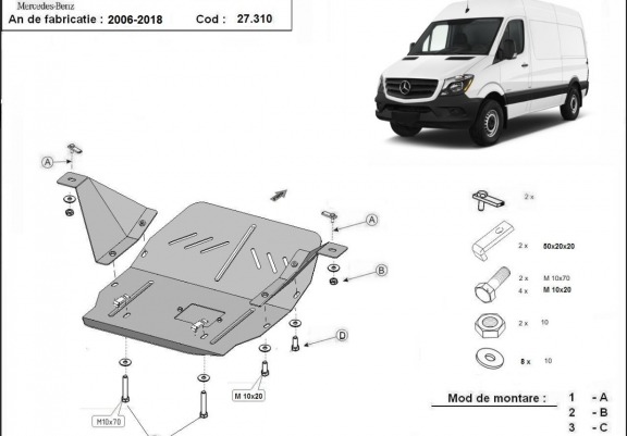 Cache sous moteur et de la boîte de vitesse Mercedes Sprinter