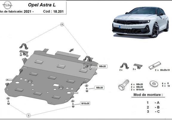 Cache sous moteur et de la boîte de vitesse Opel Astra L