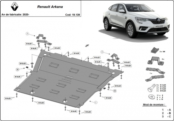 Cache sous moteur et de la boîte de vitesse Renault Arkana
