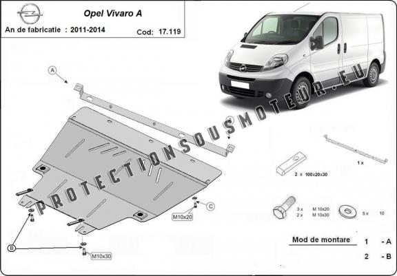 Cache sous moteur et de la boîte de vitesse Opel Vivaro (2011-2014)